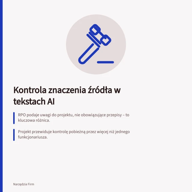 Kontrola znaczenia źródła w tekstach AI: RPO podaje uwagi do projektu, nie obowiązujące przepisy – to kluczowa różnica.; Projekt przewiduje kontrolę pobieżną przez więcej niż jednego funkcjonariusza.; Warunki organizacyjne decydują o liczbie funkcjonariuszy przy kontroli osobistej. Kontrola zachowania znaczenia źródła